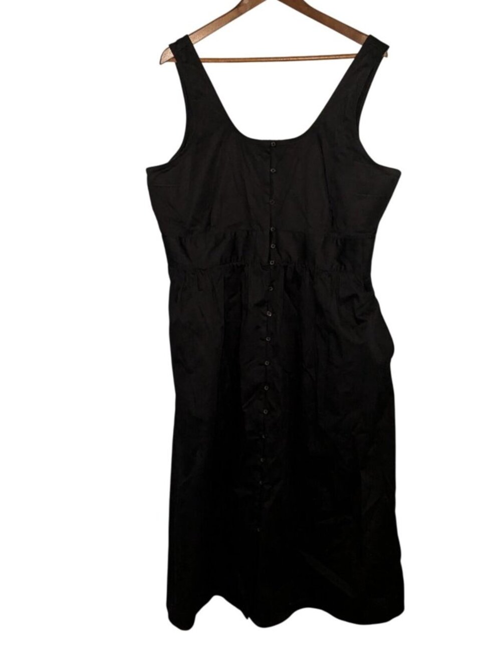 Alfani Womens Black Sleeveless Button-Front Mid-Length Dress With Pockets XL